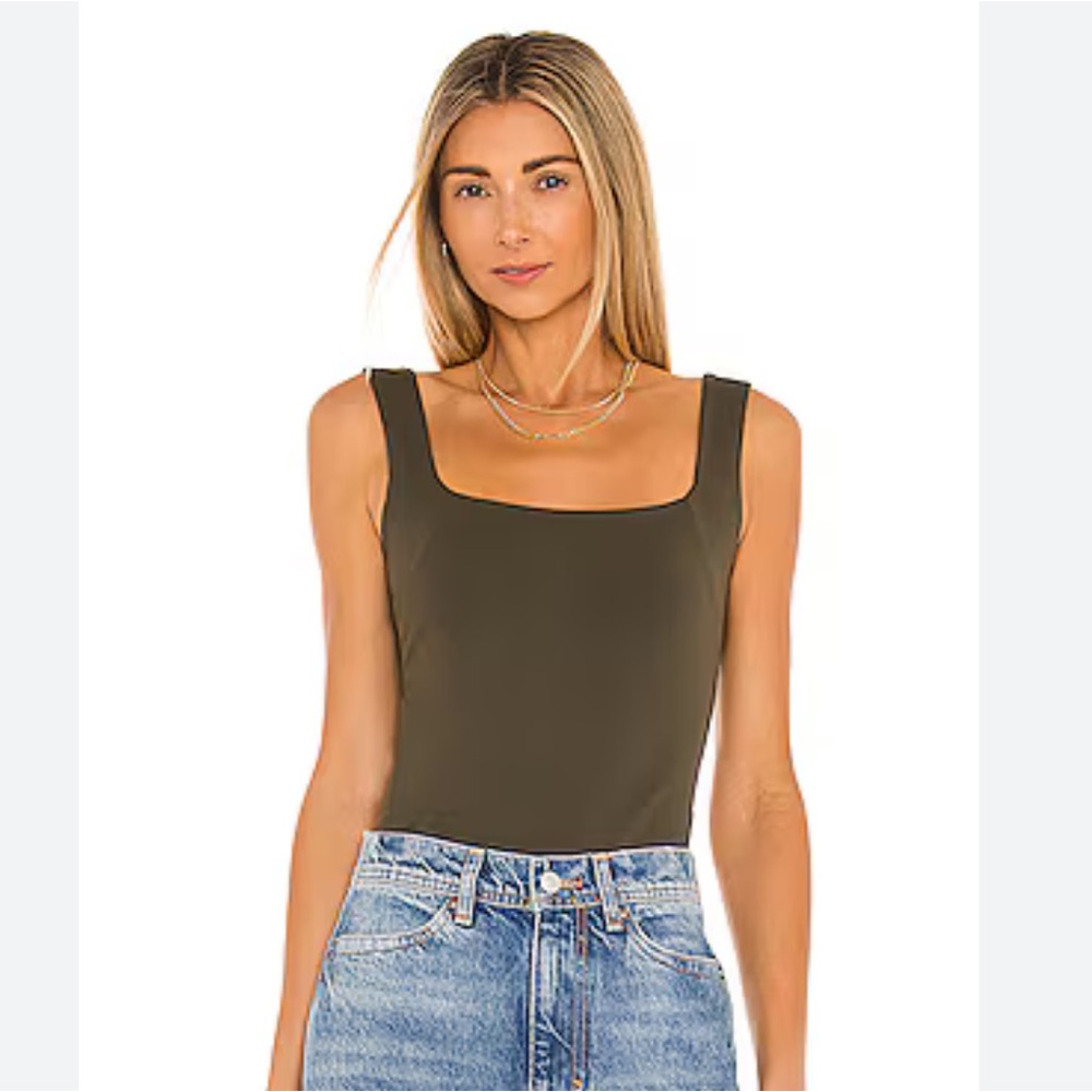 FREE PEOPLE SQUARE OFF CAMI IN ARMY